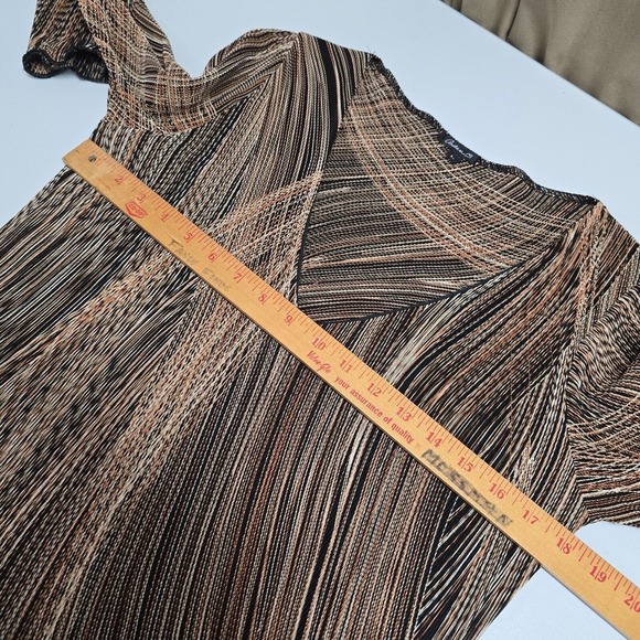 Vintage Arden B Shirt Womens Large Brown Flare Sleeves V-Neck Boho Stretch Y2K - Picture 9 of 12